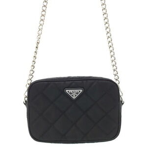 Prada Tessuto Impuntu Quilted Chain Shoulder Bag Black